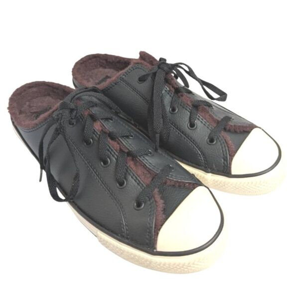 Converse All Star Black Currant Dainty Faux Fur Mules Sneaker Slip Ons Womens 7 - Picture 3 of 8